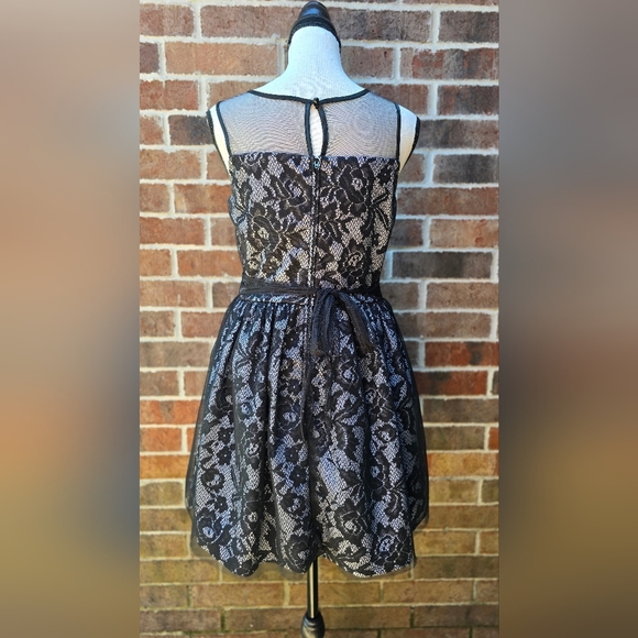 Amy Byer Black and Cream Fit and Flare Mini Dress - Picture 3 of 7